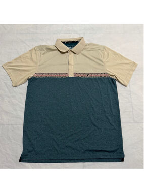 RANK 45 Mens Polo Shirt Size Large Colors Beige & Teal